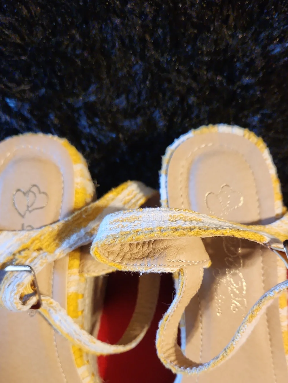 Yellow Striped Women's Platform Wedge Sandals